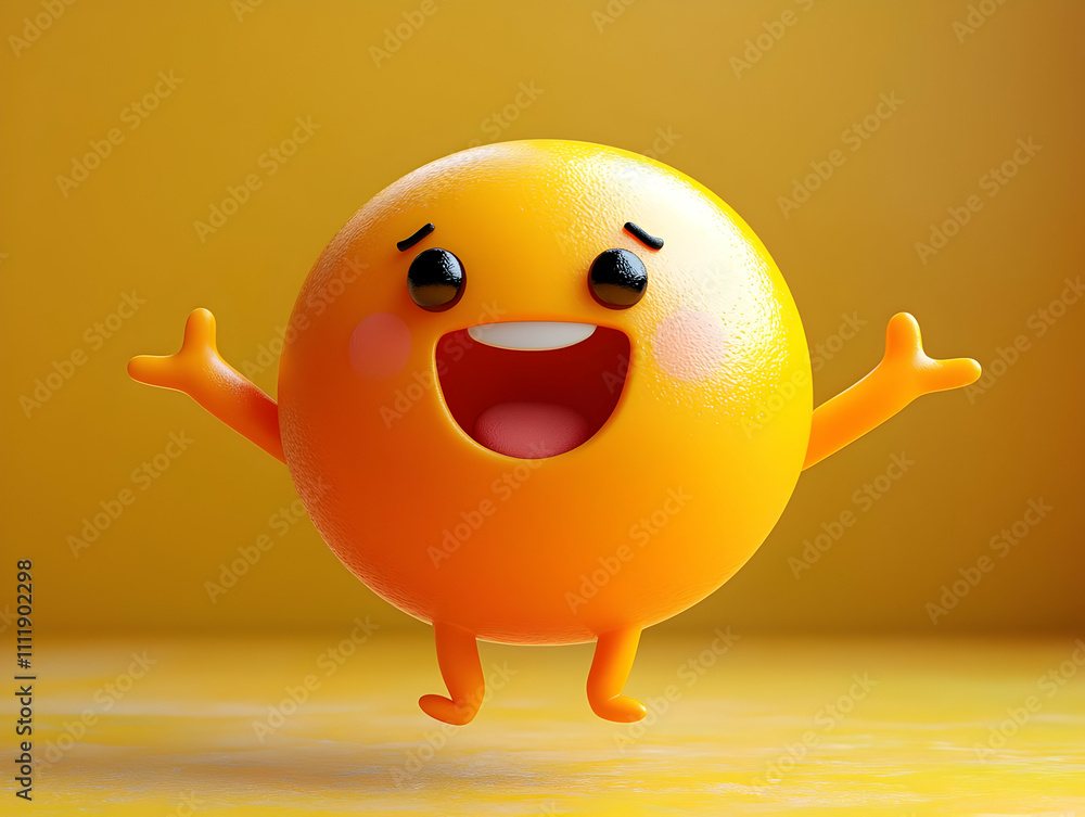 Joyful Yellow Sphere Dances Cheerfully Joyful Yellow Sphere Dances Cheerfully