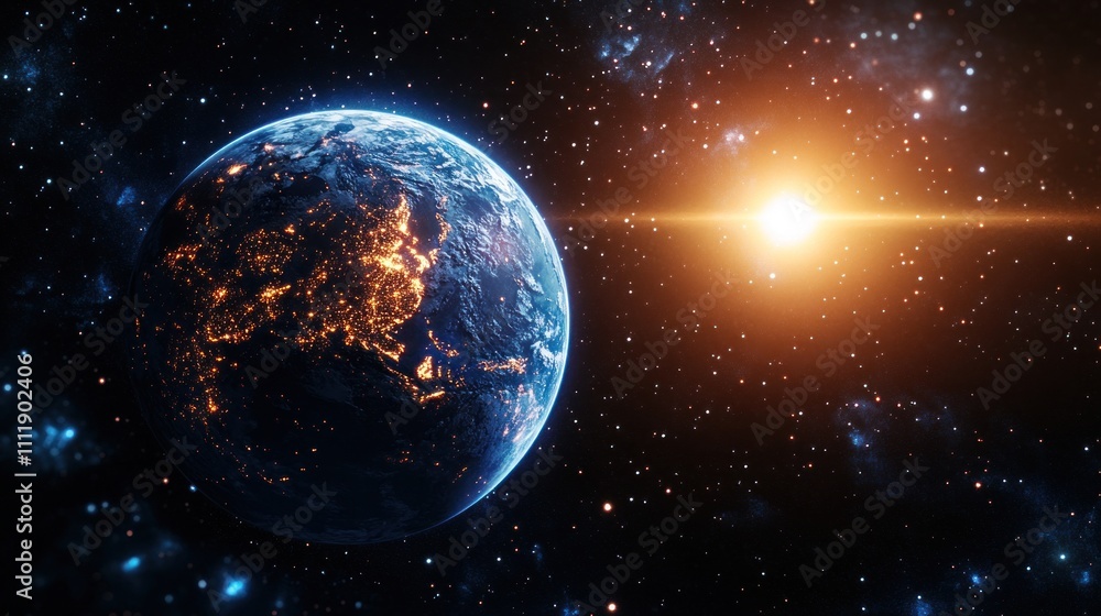 Earth from Space with a Bright Star Earth from Space with a Bright Star