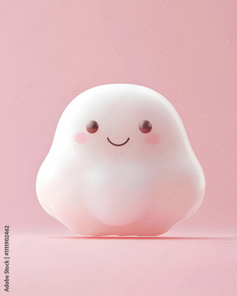 Cute Ghost Illustration: Soft, Pink, Happy Cute Ghost Illustration: Soft, Pink, Happy