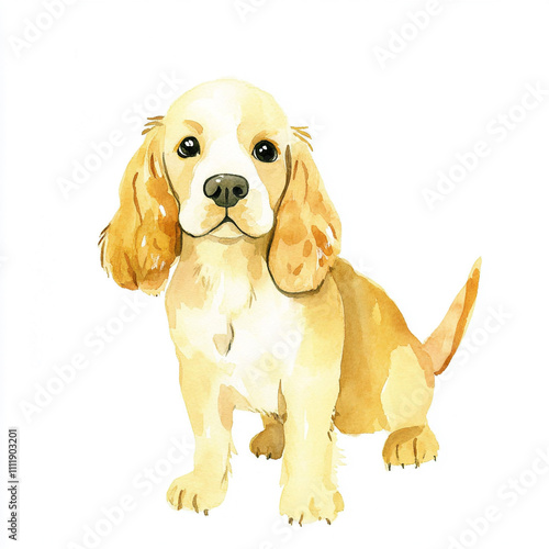 Simple Cocker Spaniel Dog Watercolor Illustration for Pet Lovers and Animal Enthusiasts photo