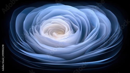 Abstract Blue White Floral Swirl Geometric 3D AI Art Background