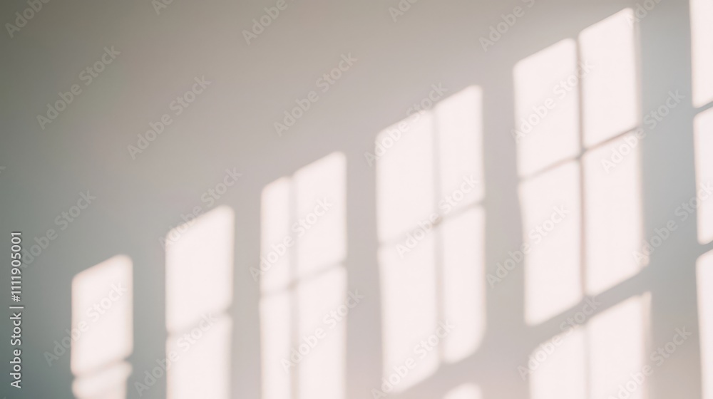 Soft Light Window Shadows on White Wall Minimalist Interior Background Soft Light Window Shadows on White Wall Minimalist Interior Background