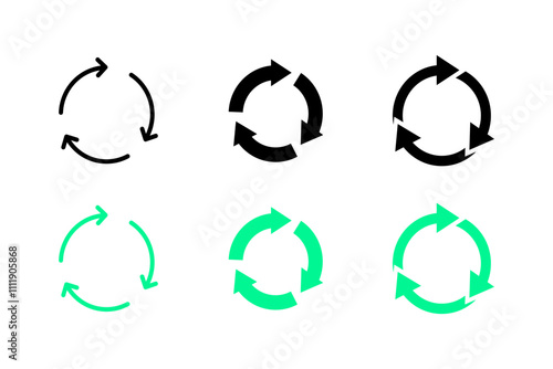 Recycling set icons. Flat and silhouette style. Vector icons.