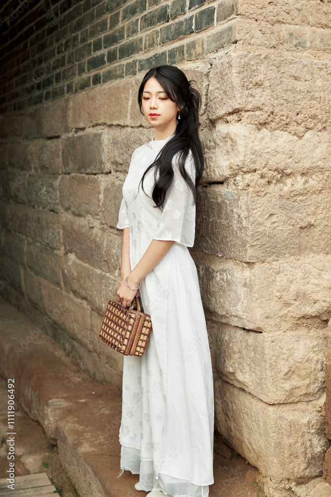 Asian women wearing cheongsam at the film and television base Asian women wearing cheongsam at the film and television base
