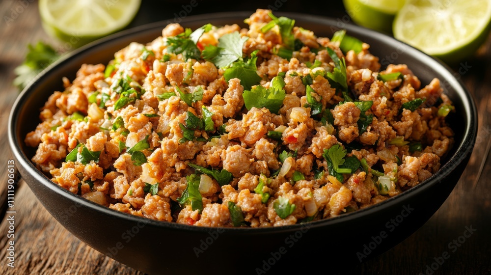 Fresh and Flavorful Minced Meat Dish with Herbs and Vegetables Fresh and Flavorful Minced Meat Dish with Herbs and Vegetables