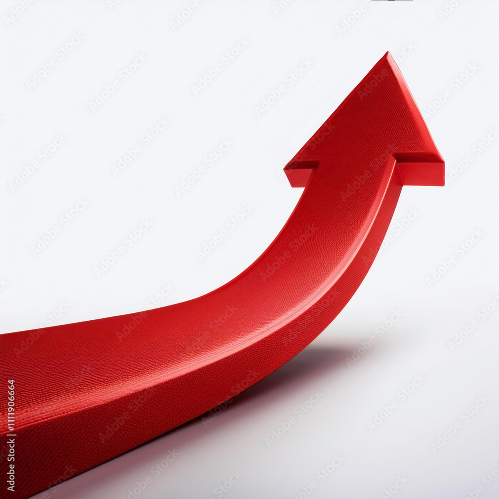 3D red chart with arrow up - business success, isolated on white background 3D red chart with arrow up - business success, isolated on white background