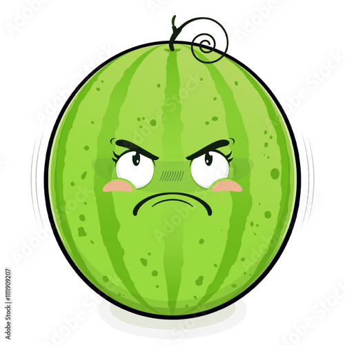 watermelon angry face cartoon cute