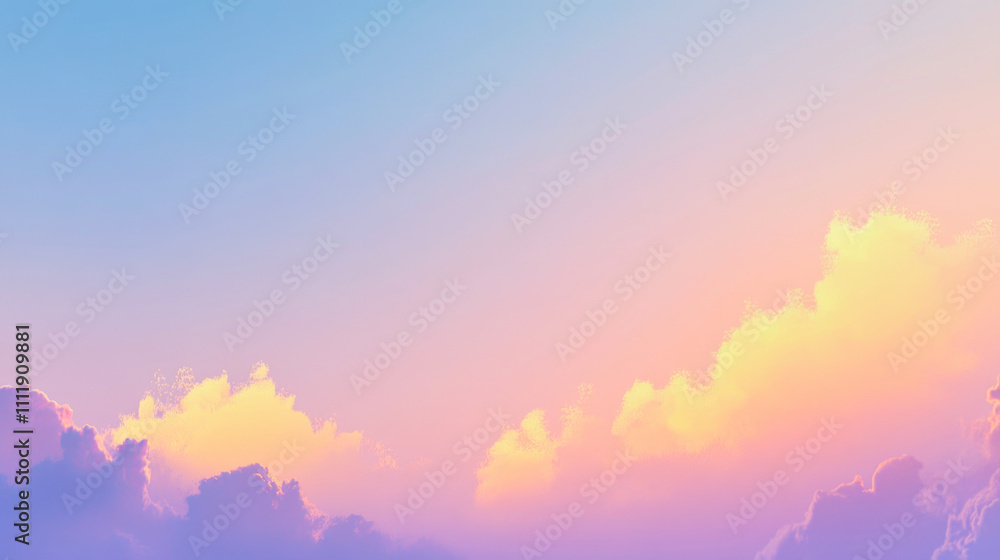 Early morning sky illuminated by golden sunlight with soft clouds in pastel colors Early morning sky illuminated by golden sunlight with soft clouds in pastel colors