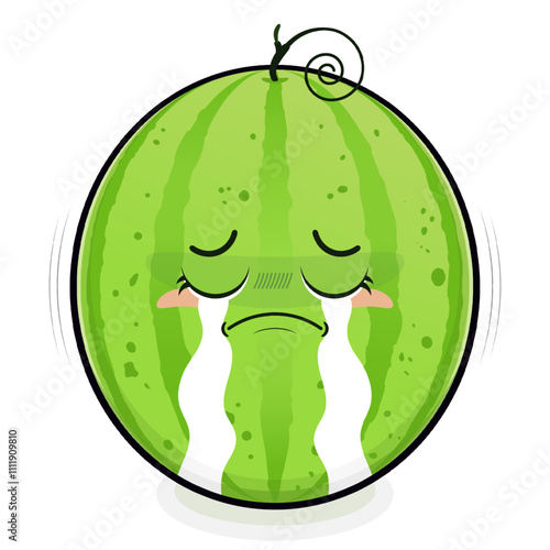 watermelon crying face cartoon cute