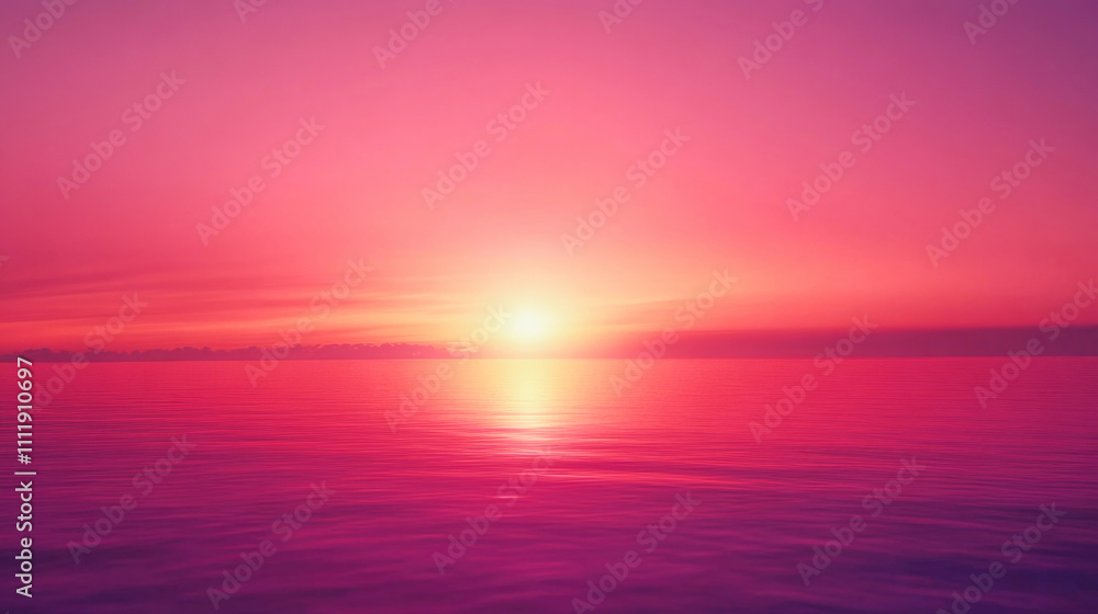 Elegant gradient sunset with red and violet hues over calm water creates a serene atmosphere Elegant gradient sunset with red and violet hues over calm water creates a serene atmosphere