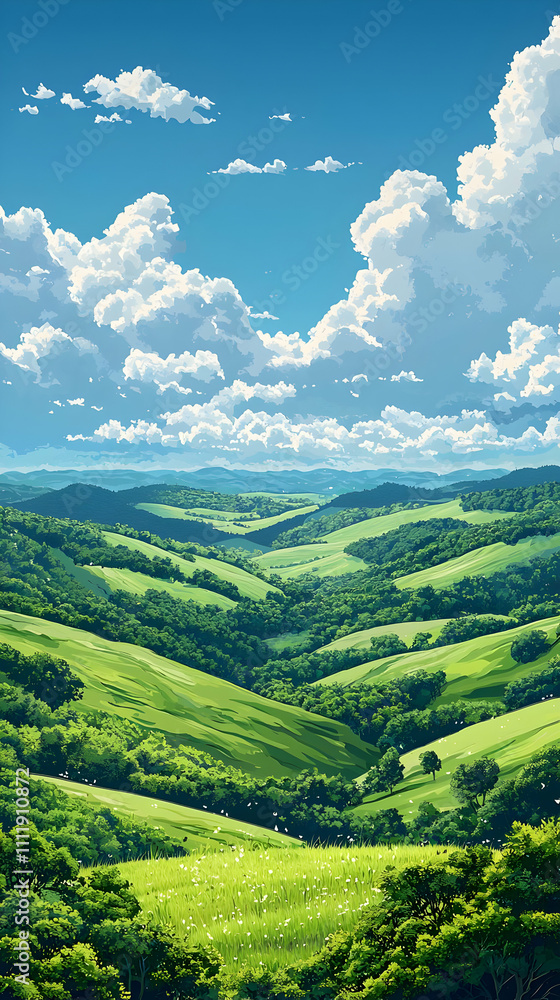 Rolling Green Hills Under a Sunny Sky Rolling Green Hills Under a Sunny Sky