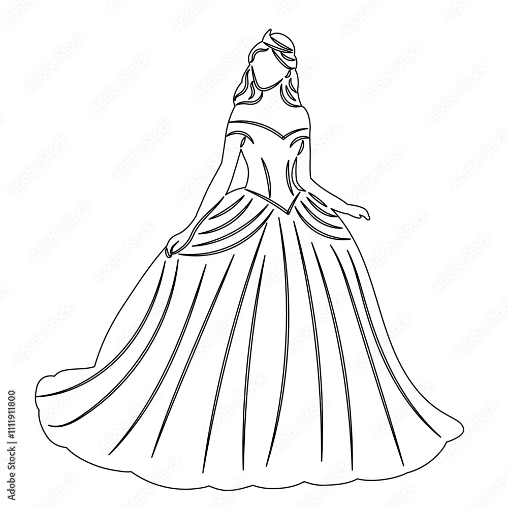 cute princess, outline, sketch, vector cute princess, outline, sketch, vector