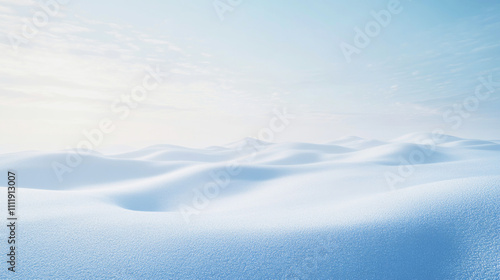 Minimalistic winter landscape with a gentle gradient sky transitioning from white to silver