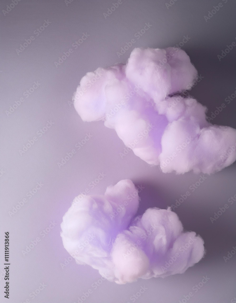 Fototapeta premium Soft Lavender Clouds on Light Gray Background