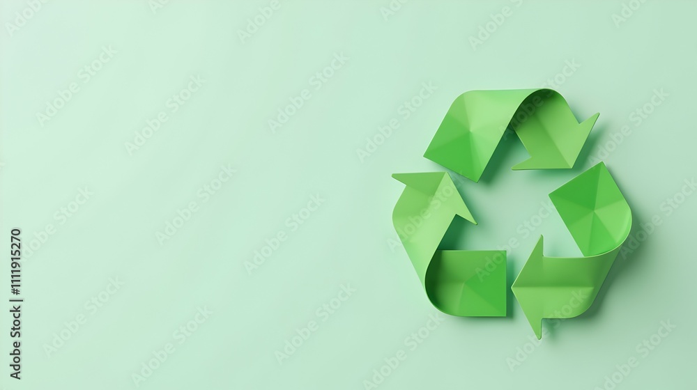 Eco-Friendly Green Recycling Symbol on a Light Green Background. A minimalist design promoting sustainability and environmental consciousness. Recycle responsibly! Eco-Friendly Green Recycling Symbol on a Light Green Background. A minimalist design promoting sustainability and environmental consciousness. Recycle responsibly!