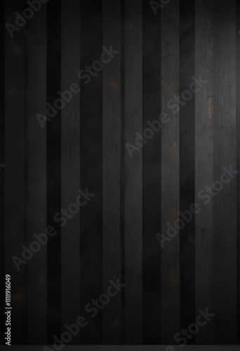 Dark grey and black vertical stripes against a plain black background with concentrated highlight on top right corner, cleanlayout, centeredspotlight, blackbackground photo