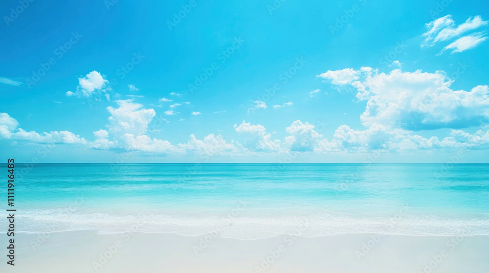 Soft gradient blue sky transitioning over calm ocean waters creates a serene atmosphere Soft gradient blue sky transitioning over calm ocean waters creates a serene atmosphere