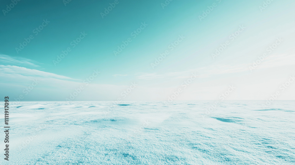 Fototapeta premium Winter skies create a serene, minimalistic backdrop with icy teal gradients at dawn