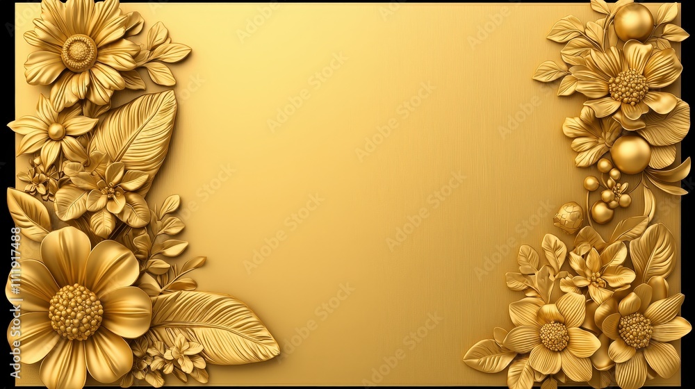 custom made wallpaper toronto digitalLuxury Gold Floral Wallpaper Background Elegant 3D Flowers Wedding Decor
