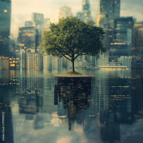 Abstract Photo of Sustainability Concept with Natural Elements and Eco-Friendly Vibes photo