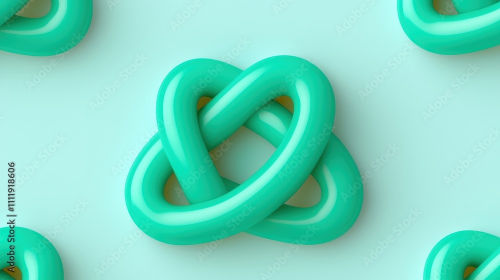 Obraz premium Abstract Teal Knot Pattern Background Geometric Shapes 3D Render Seamless Texture Mini
