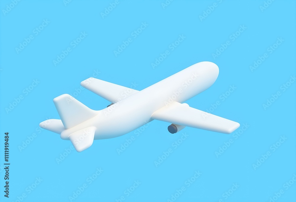 3D White Realistic Airplane Isolated on Blue Background. Render Passenger or Commercial Jet Icon. Time for Travel Concept. Traveling Booking Agency and Airlines. Holiday Vacation. Vector Illustration 3D White Realistic Airplane Isolated on Blue Background. Render Passenger or Commercial Jet Icon. Time for Travel Concept. Traveling Booking Agency and Airlines. Holiday Vacation. Vector Illustration