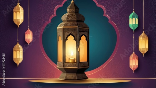 Ramadan Kareem: Crescent Moon and Mosque Dome Design
 photo