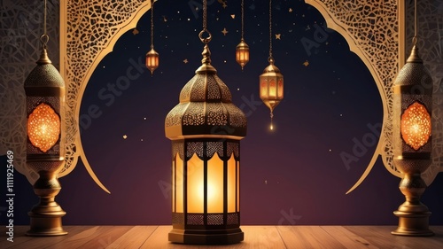 Ramadan Kareem: Crescent Moon and Mosque Dome Design
 photo