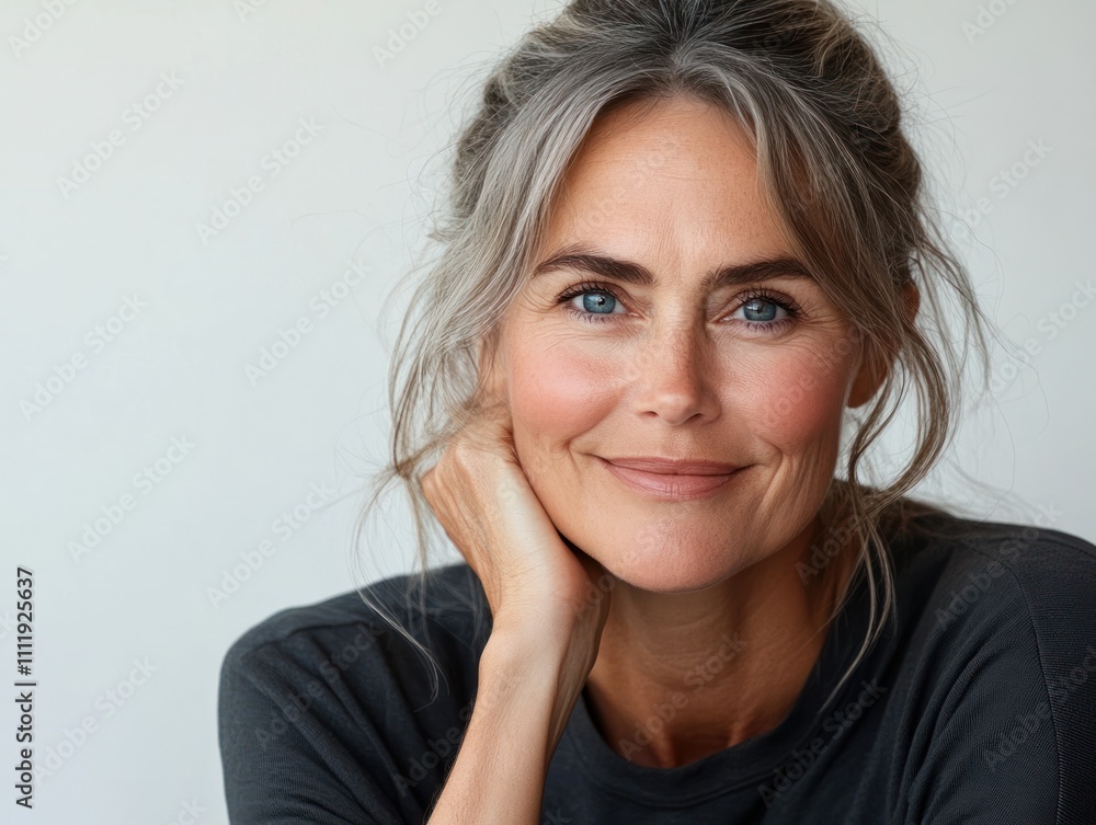 close up photo of a middle aged gray woman, face care, no make up woman close up photo of a middle aged gray woman, face care, no make up woman