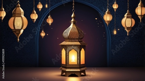 Ramadan Kareem: Crescent Moon and Mosque Dome Design
 photo