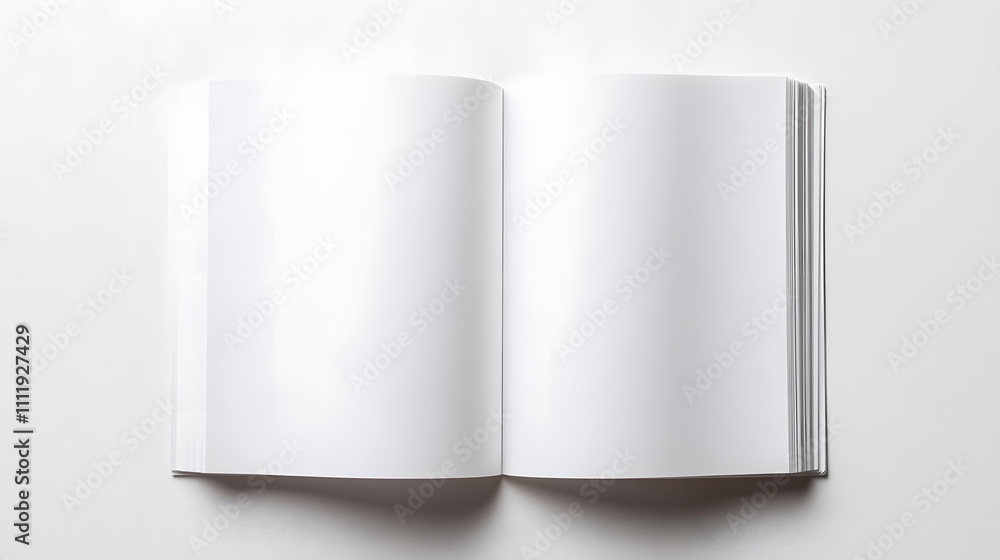 Magazine or book mockup top view. Blank page or notepad on solid background. Magazine or book mockup top view. Blank page or notepad on solid background.