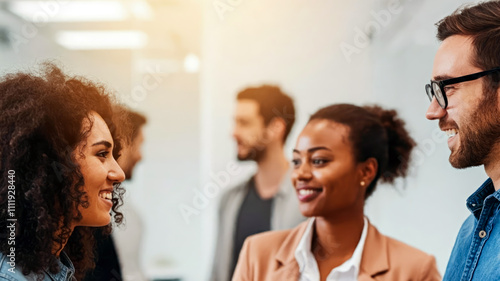 co worker in office have a talk and smiling business background