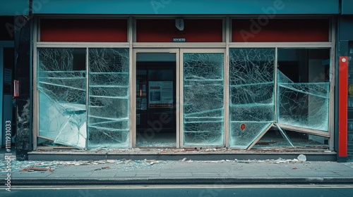 Wallpaper Mural Hurricane causing damage, breaking glass windows of a store Torontodigital.ca