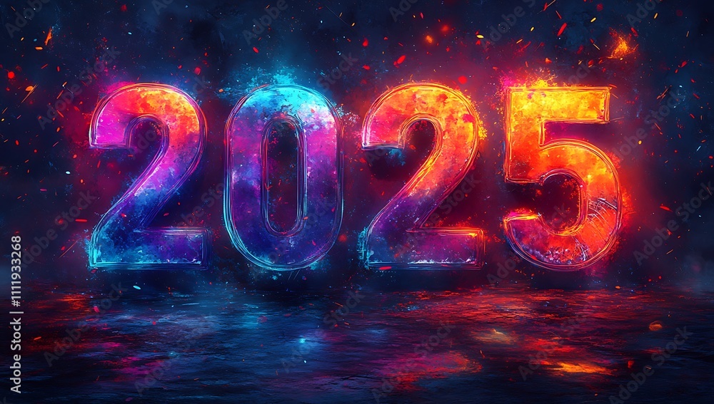 Happy New Year 2025 with Colorful Numbers Happy New Year 2025 with Colorful Numbers