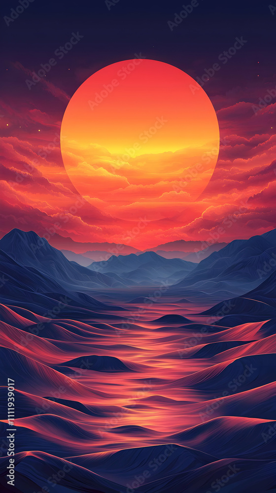 Sunset's Fiery Embrace on Rolling Hills Sunset's Fiery Embrace on Rolling Hills