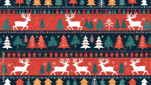 Festive Knitted Pattern: Christmas North with Deers
 photo