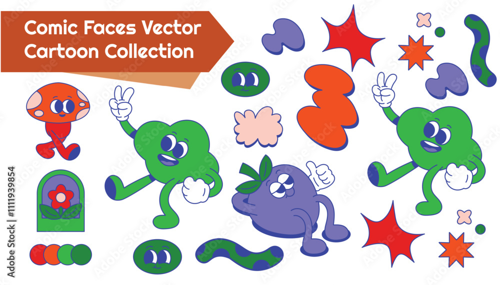 Comic faces cartoon vector collection design Comic faces cartoon vector collection design