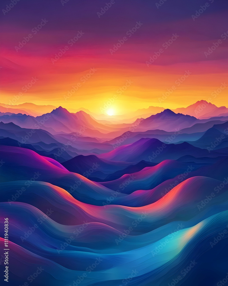 Vibrant Sunset Hues Paint Rolling Hills Vibrant Sunset Hues Paint Rolling Hills