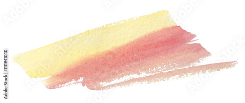 Colorful watercolor spot on isolated white background. Yellow and pink blot. Colored aquarelle simple. Hand drawn watercolor splotch