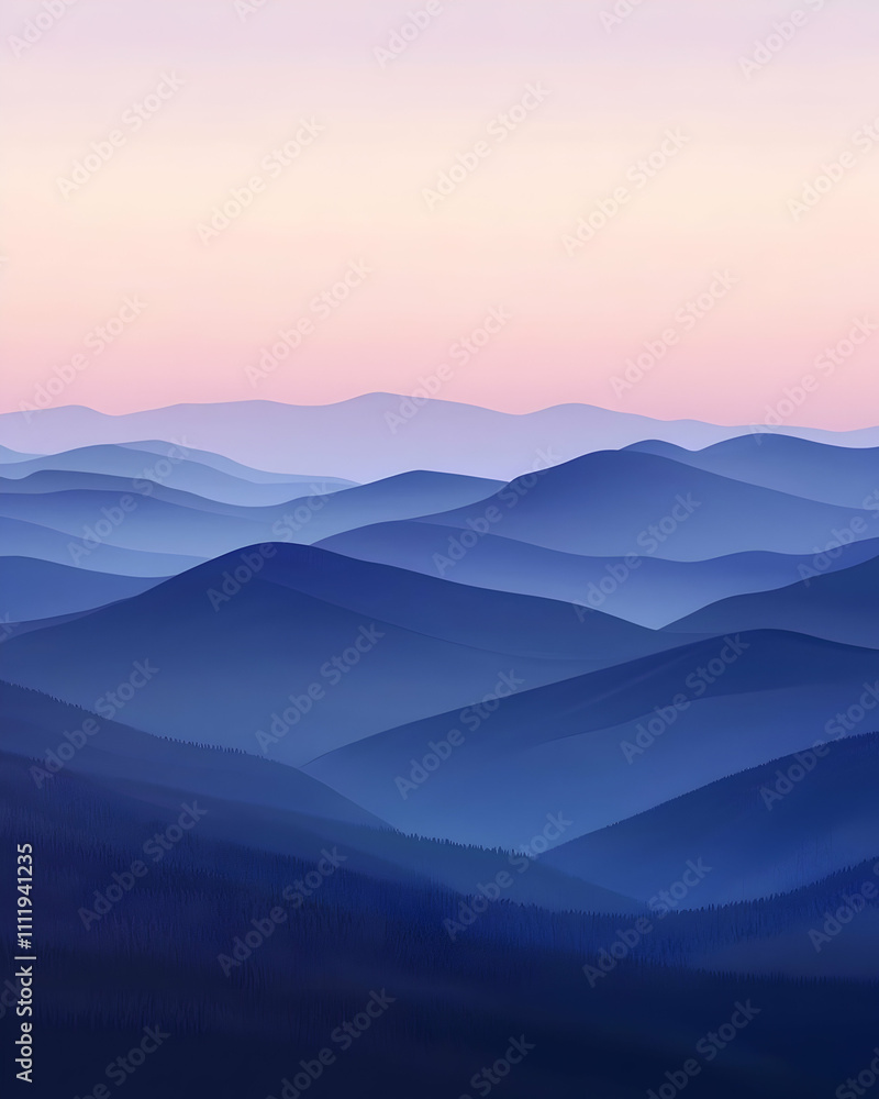Serene Blue Mountains at Dawn: Majestic Landscape Serene Blue Mountains at Dawn: Majestic Landscape