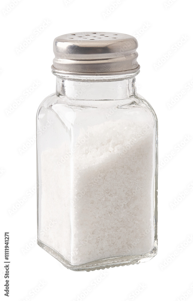 Salt shaker isolated. Heap of organic salt on white background. Salt shaker isolated. Heap of organic salt on white background.