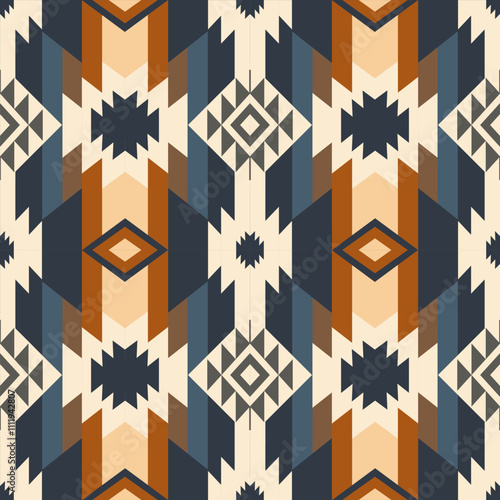 Vintage aztec southwestern pattern. Vector colorful aztec southwestern geometric shape seamless pattern. Ethnic geometric pattern use for fabric, textile, home decoration elements, upholstery, etc.