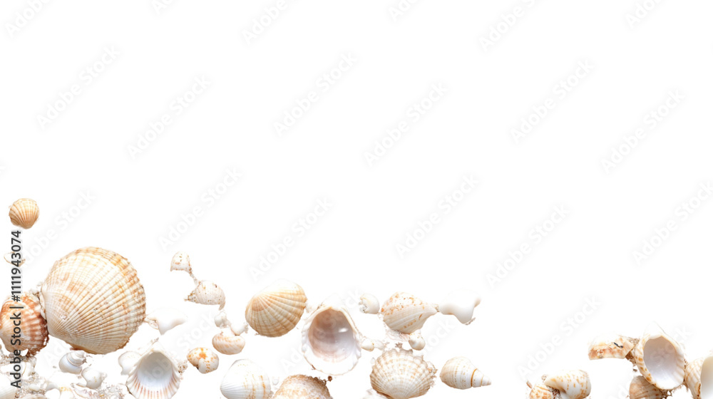 Sea shells on sand transparent background Sea shells on sand transparent background