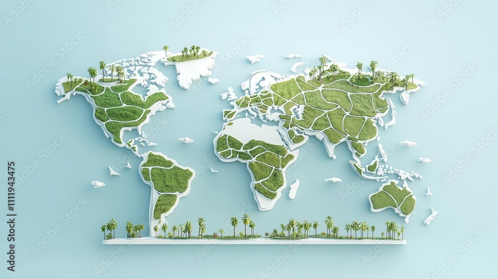Naklejka premium Digital map with global hot zones, climate change, representing environmental impact across regions
