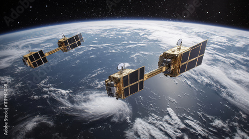 Satellites orbiting Earth in LEO, providing communication, GPS, and weather monitoring services,