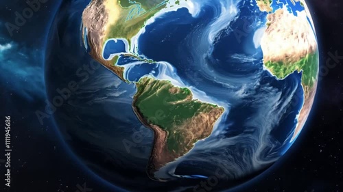 Rotating Earth in Space: North and South America, Caribbean Sea, Gulf of Mexico