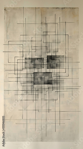 Grey light background with abstract geometric pattern of lines surface design
