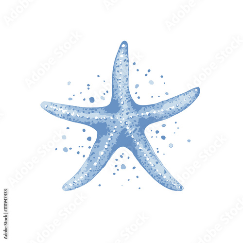 Serene Starfish: A delicate watercolor-style illustration of a light blue starfish, surrounded by subtle speckles, evokes a sense of calm and ocean tranquility.  