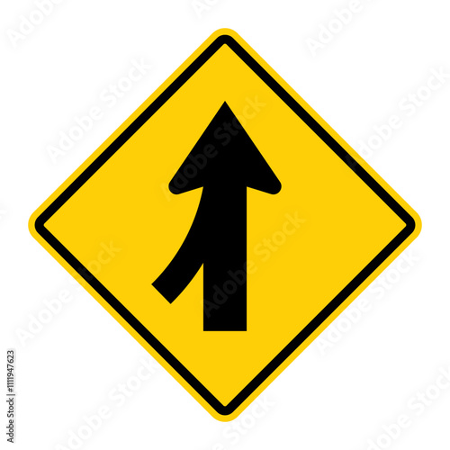 Merge warning road sign. Vector