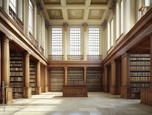 Majestic Scholarly Halls of Knowledge   Ornate Interiors of a Historic Library